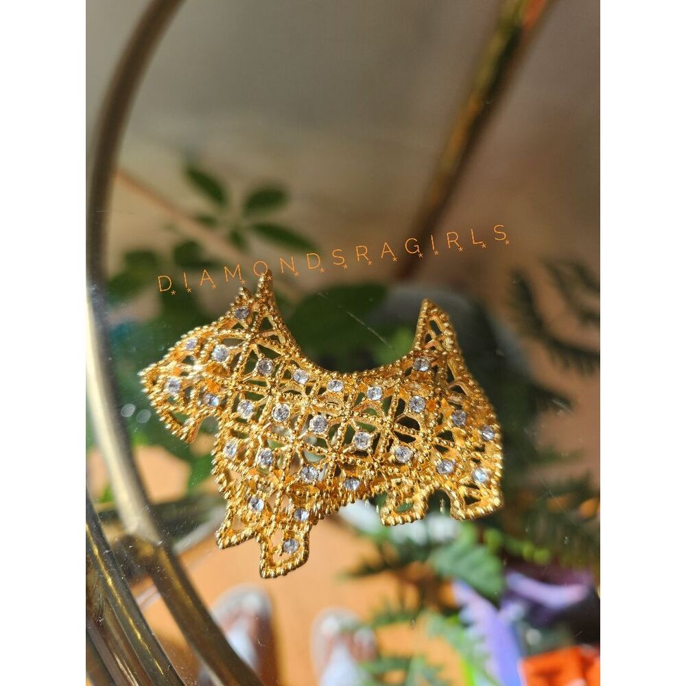 Westie West Highland or Scottish Terrier Brooch Pin Gold & Crystals - Picture 8 of 14